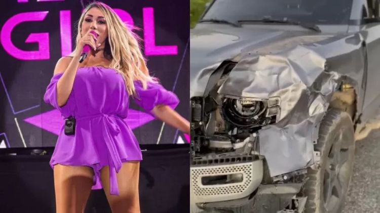 Legenda: Veículo ficou danificado na frente e lateral do veículo Foto: Divulgação