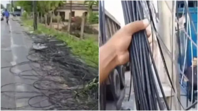 Membros de facção romperam cabos de internet e destruírem fornecimento de internet em cidade no Ceará — Foto: TV Verdes Mares/Reprodução