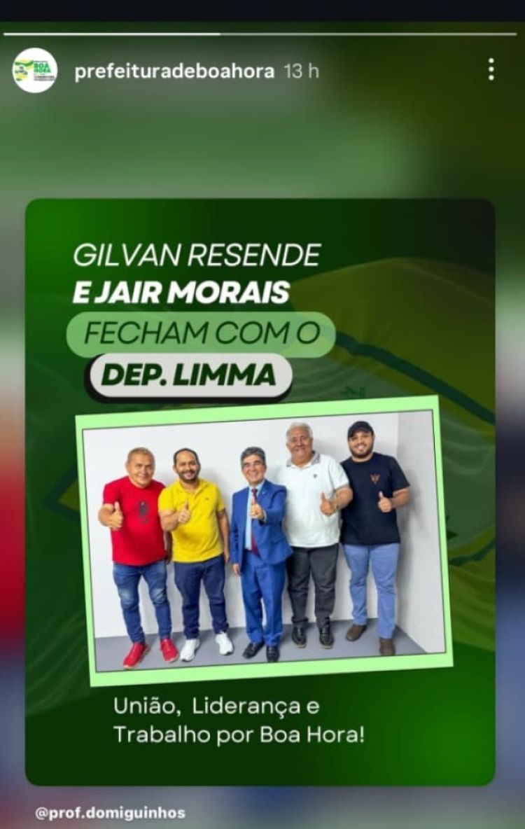 Prefeito de Boa Hora usa perfil oficial da Prefeitura para promoção política - Foto: Reprodução